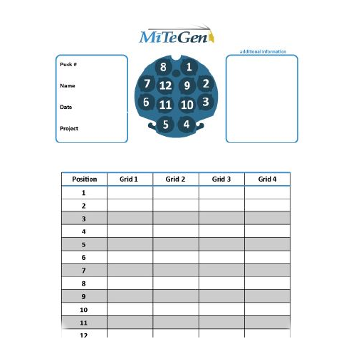 Cryo-EM Puck and Storage Cane Log Sheets