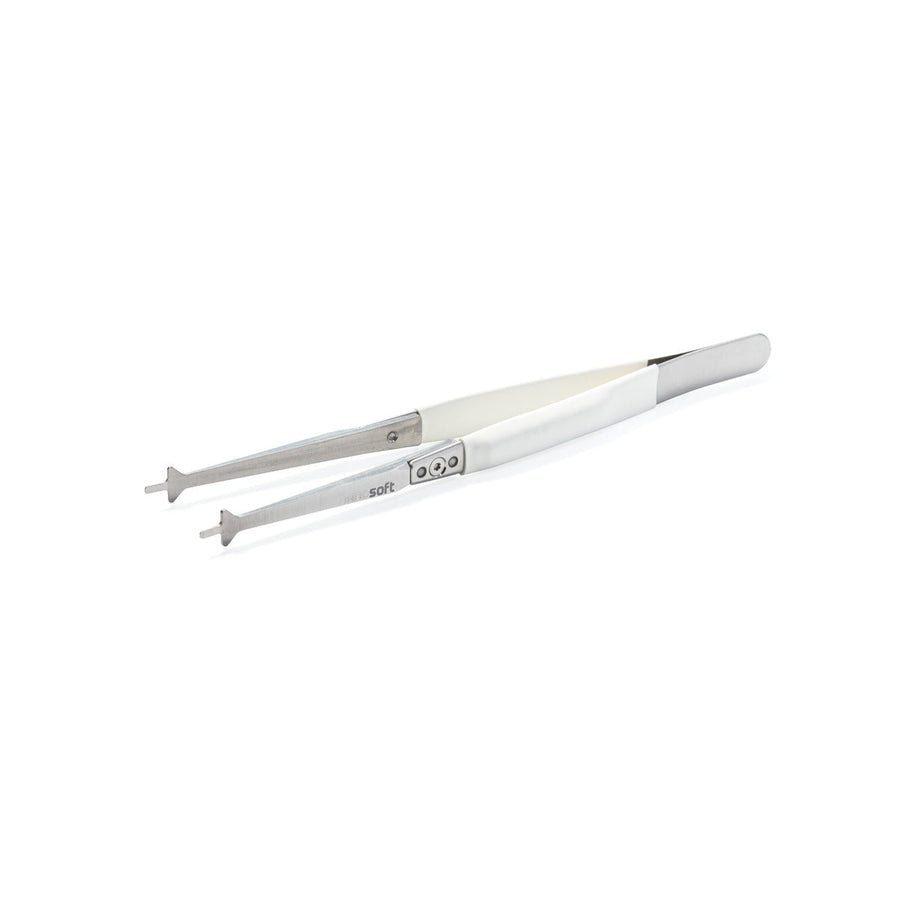 NanoSoft insulated Autogrid tweezer with white insulating coating